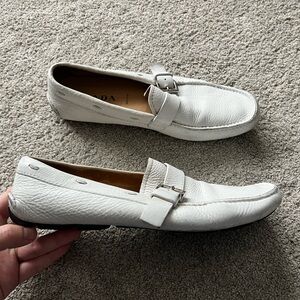 Prada White Leather Loafers